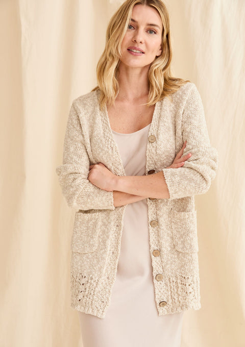  women's cardigan, cotton linen, Ireland,knitware,aran, cream cardigan, buttoned