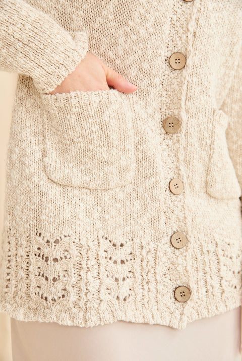 Eriu Cotton-Linen Long Line Cardigan - Cream