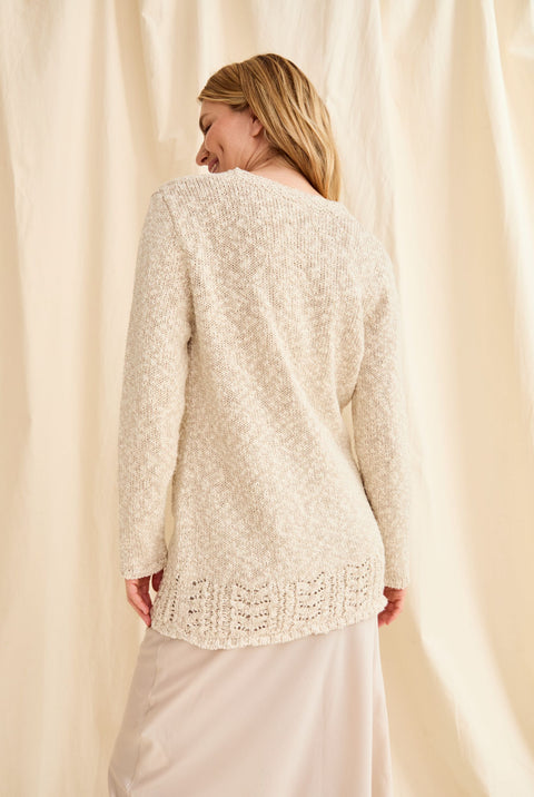 Eriu Cotton-Linen Long Line Cardigan - Cream