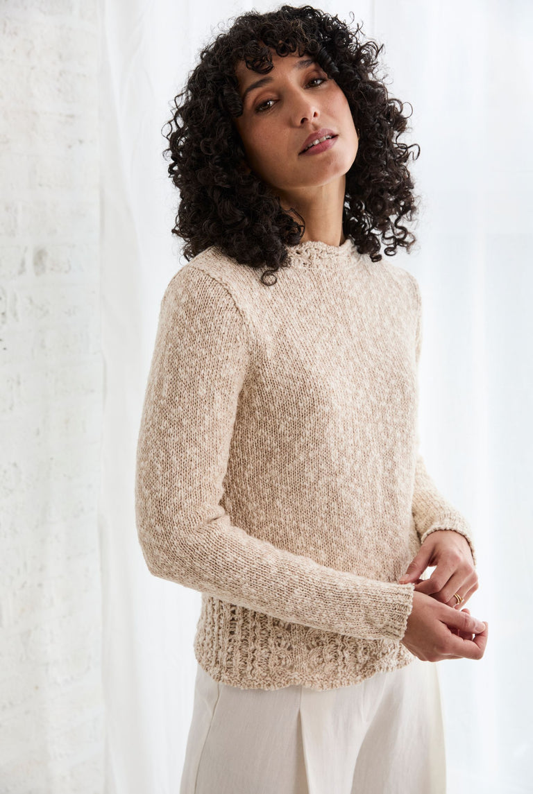 Arawn Cotton-Linen Crew Sweater - Cream