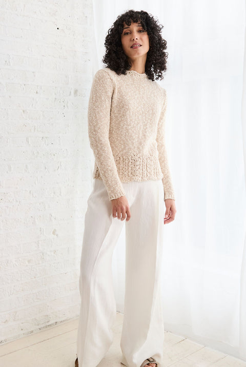 Arawn Cotton-Linen Crew Sweater - Cream