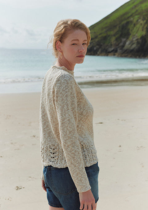 Arawn Cotton-Linen Crew Sweater - Cream