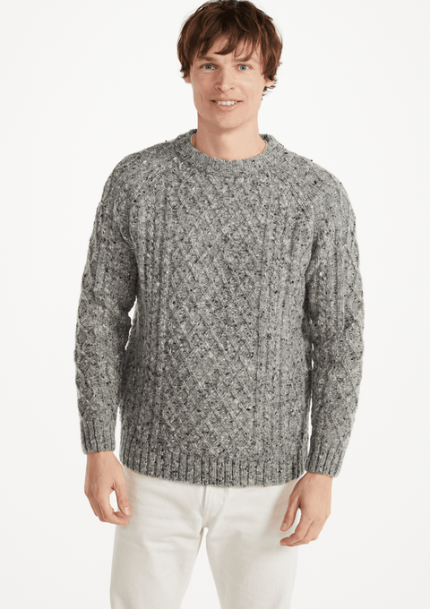 Setanta Donegal Tweed Crew Mens Sweater - Grey