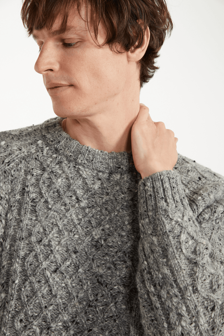 Setanta Donegal Tweed Crew Mens Sweater - Grey