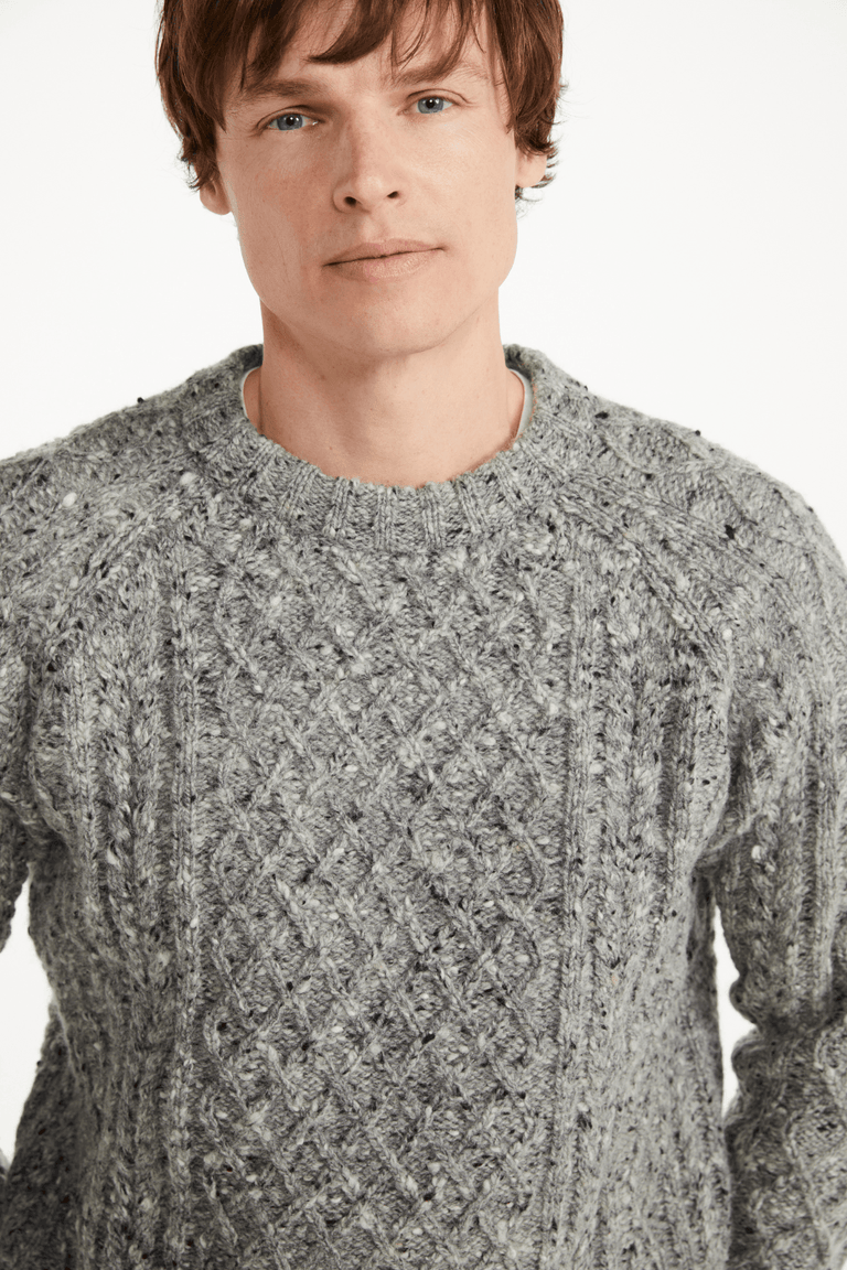 Setanta Donegal Tweed Crew Mens Sweater - Grey