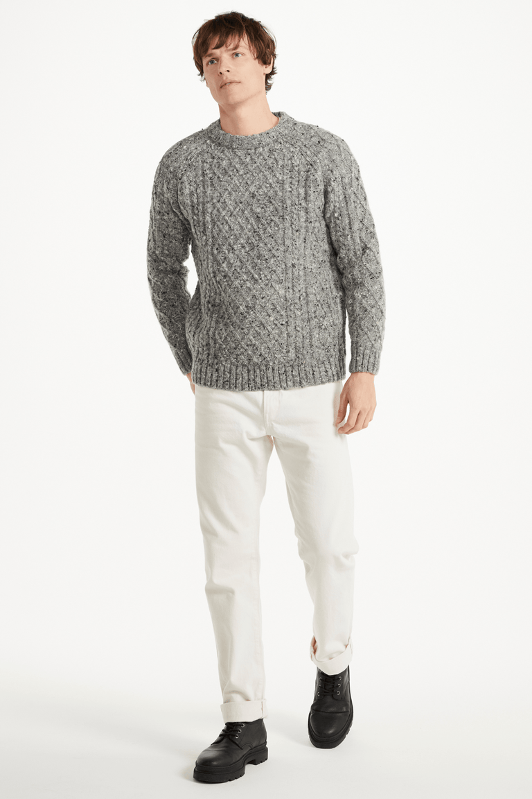 Setanta Donegal Tweed Crew Mens Sweater - Grey