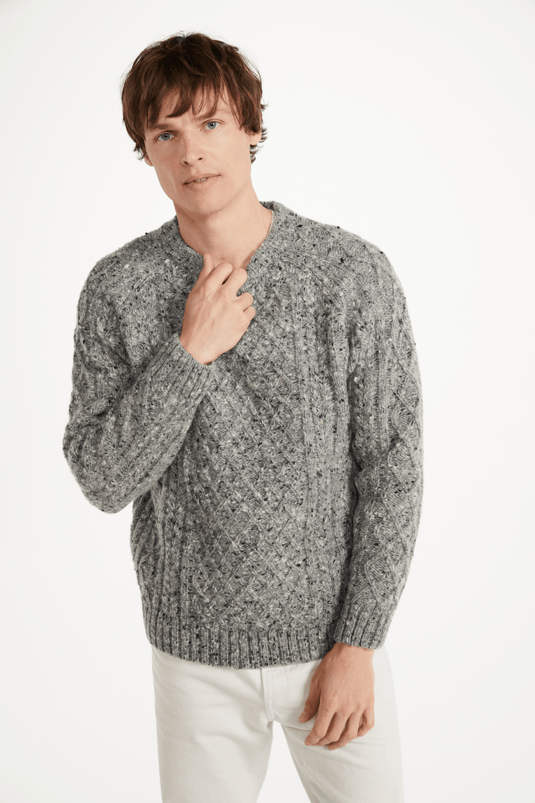 Setanta Donegal Tweed Crew Mens Sweater - Grey