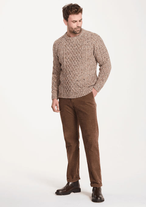 Setanta Donegal Tweed Crew Mens Sweater - Oat