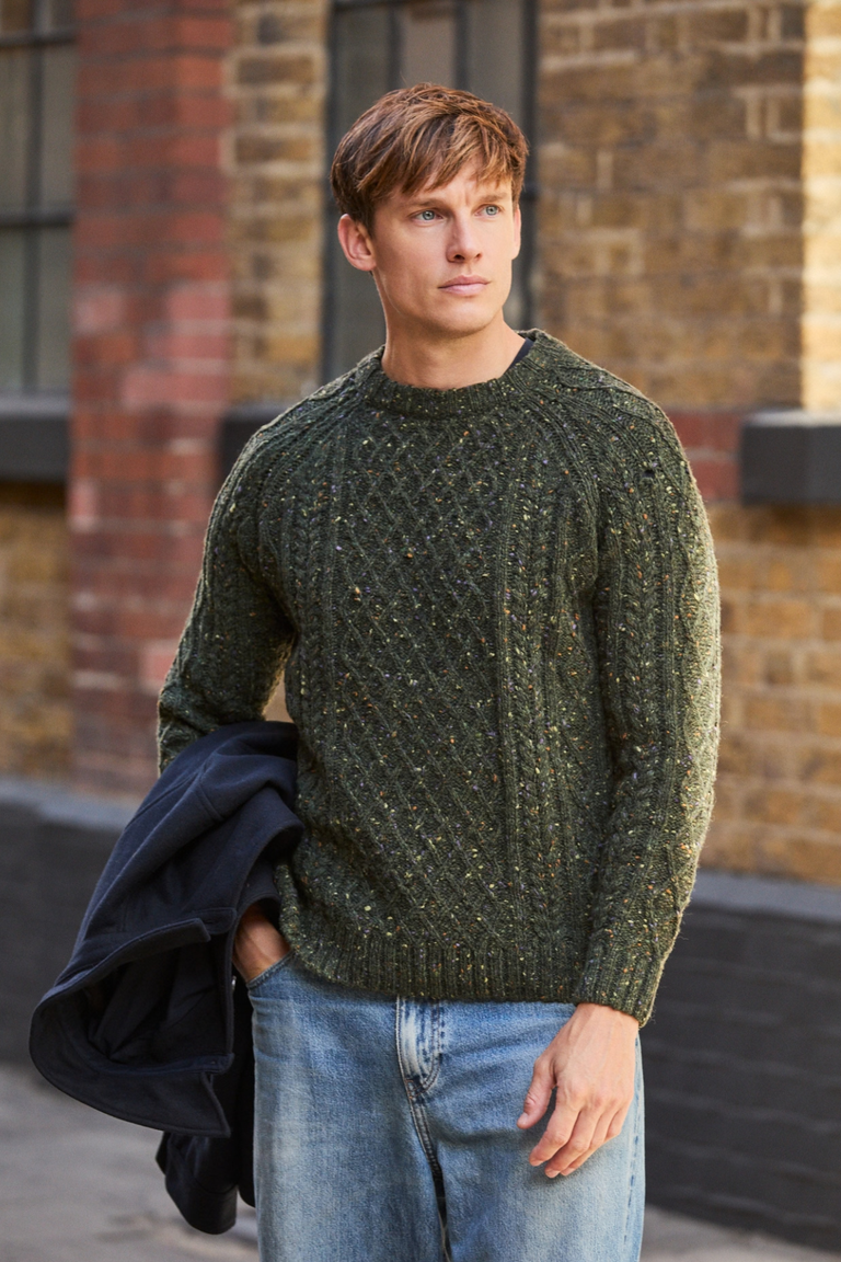 Raheen Tweed Rollkragenpullover für Herren - Hellgrün