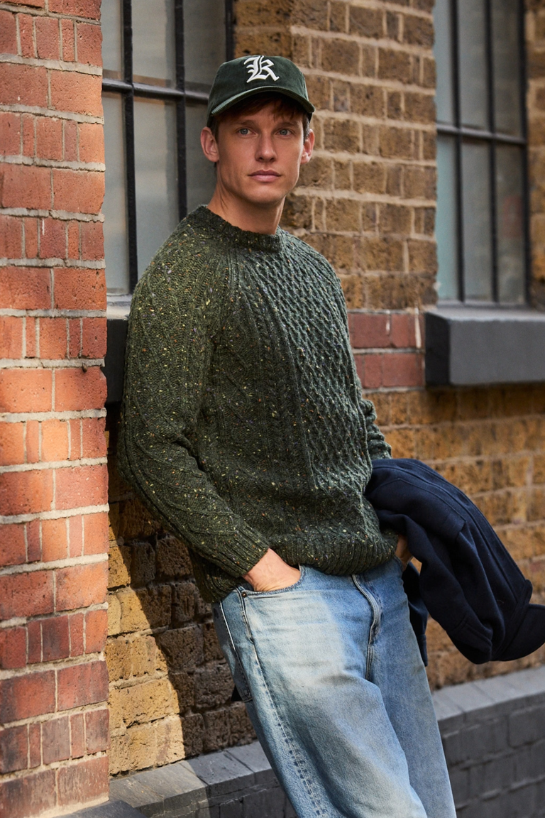 Raheen Tweed Rollkragenpullover für Herren - Hellgrün