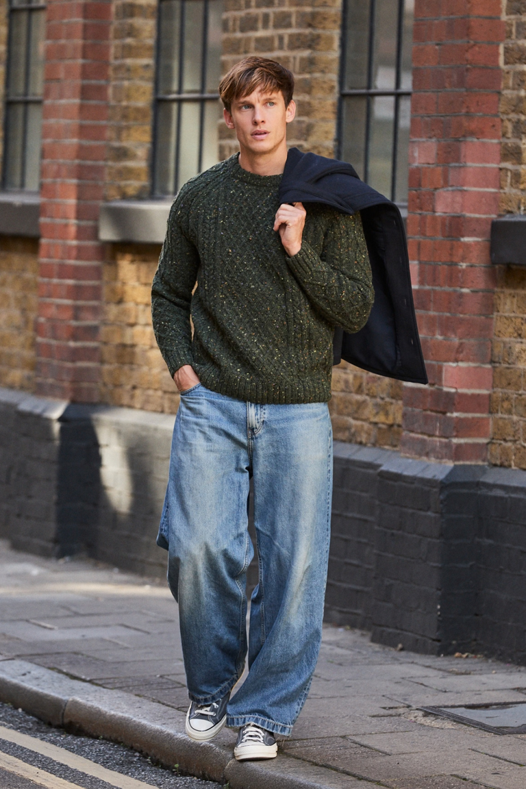 Raheen Tweed Rollkragenpullover für Herren - Hellgrün