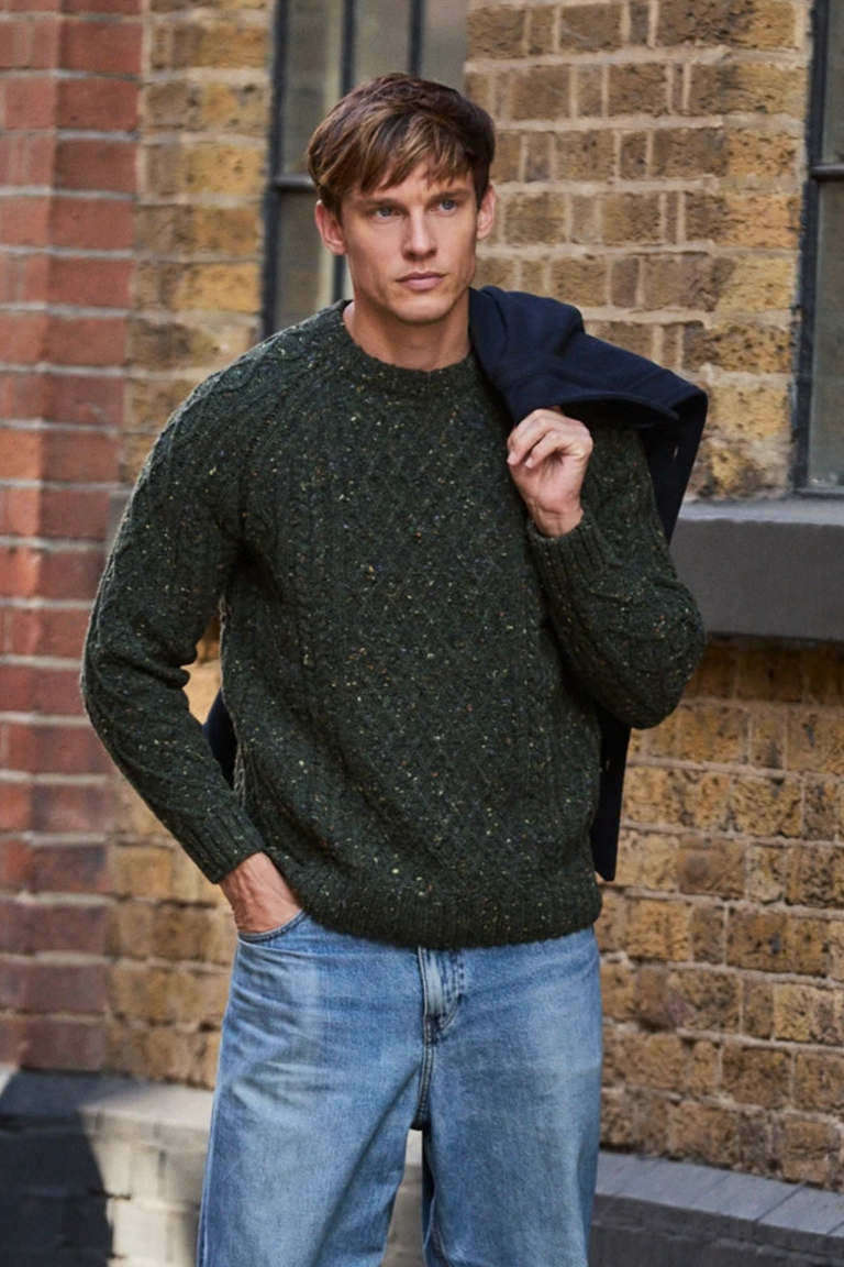 Raheen Tweed Rollkragenpullover für Herren - Hellgrün