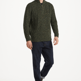 Fionn Tweed Mens Zip Troyer - Green