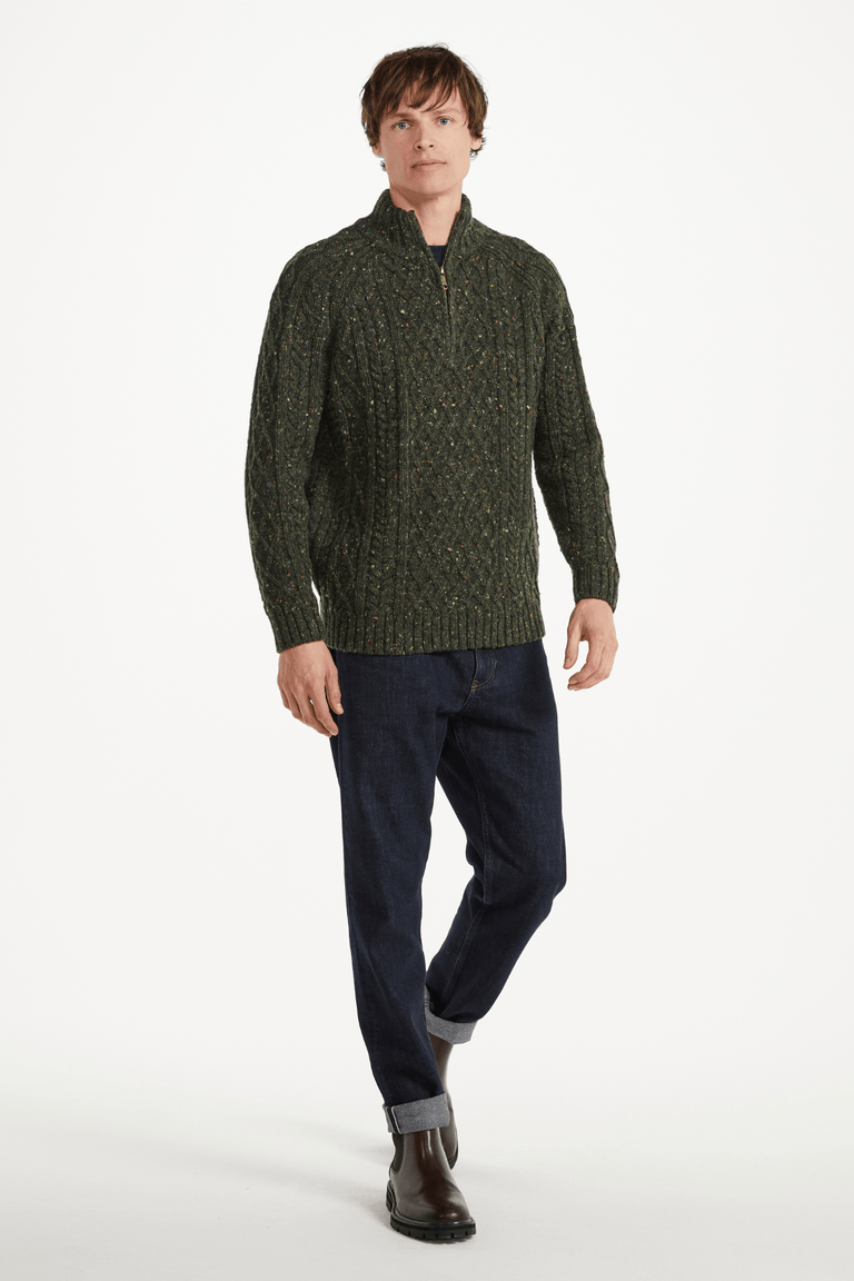 Fionn Tweed Mens Zip Troyer - Green
