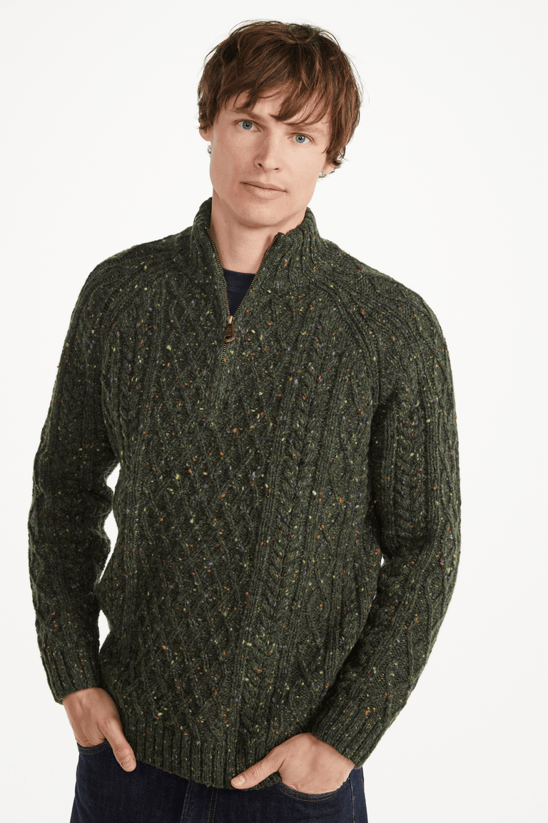 Fionn Tweed Mens Zip Troyer - Green