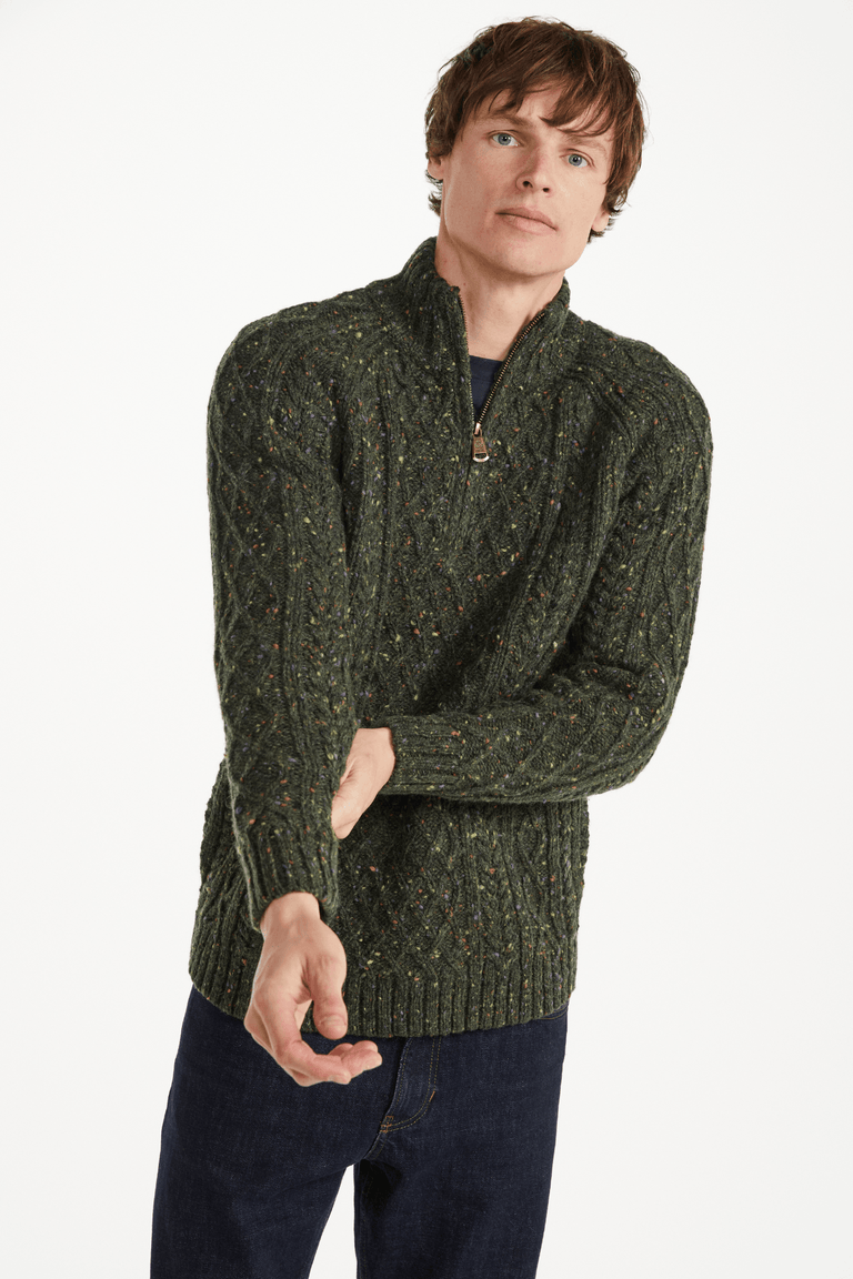 Fionn Tweed Mens Zip Troyer - Green