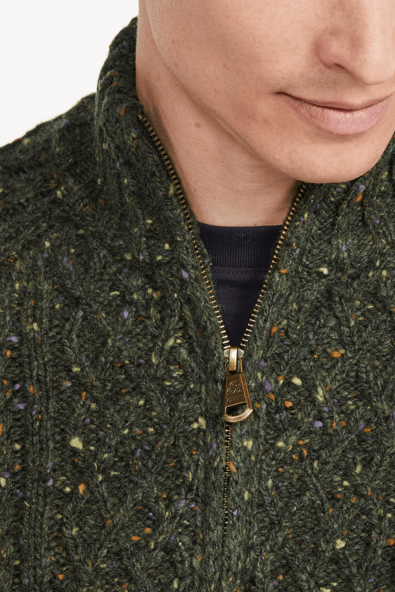 Fionn Tweed Mens Zip Troyer - Green