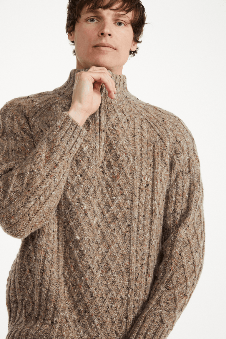 Raheen Tweed Rollkragenpullover für Herren - Hellgrün