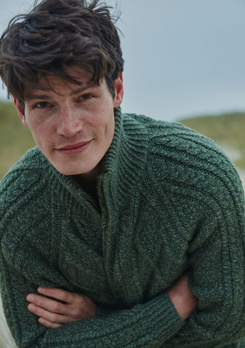 Merino wool sweater, Ireland, Aran, jumper, Pullover, men's cardigan, Ireland, knitwear ,cable knit, cardigan ,green ,boyfriend