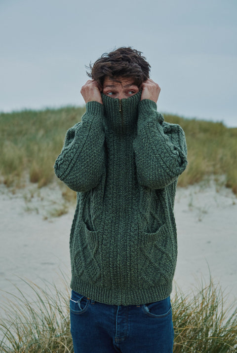 Cardigan à fermeture éclair Aran pour homme Brannock - Vert