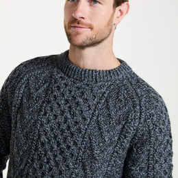 Kilronan Aran Mens Honeycomb Sweater - Charcoal
