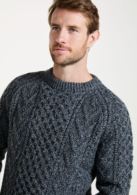 Kilronan Aran Mens Honeycomb Sweater - Charcoal