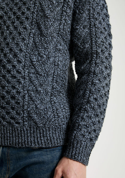 Kilronan Aran Mens Honeycomb Sweater - Charcoal