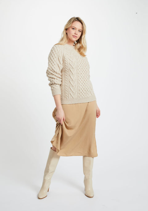 Merino wool, oat, Unisex, wool jumper, Irish wool jumper, made in Ireland, knitwear, crew neck sweater,aran