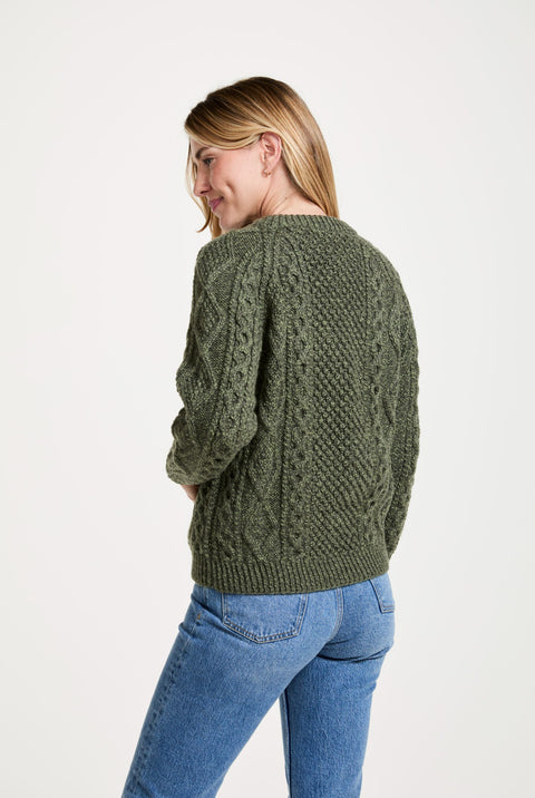 Aran Woollen Mills Inisheer Men's Irish Cable Crew Neck Knit Aran Woollen Mills Inisheer Men's Irish Cable Crew Neck Knit