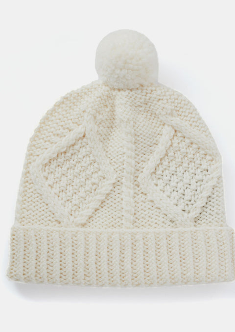 Children's knitwear, Knitwear for baby, baby aran wool, gift, Ireland, Hat & Scarf, cream, baby hat