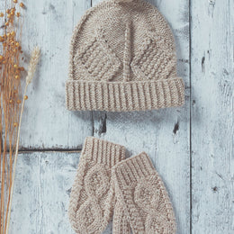 Doogea Childrens Aran Ski Hat -Oat