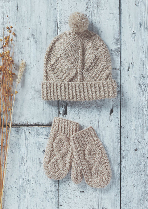 Children's knitwear, Knitwear for baby, baby aran wool, gift, Ireland, Hat & Scarf, oat, baby hat,baby mittens