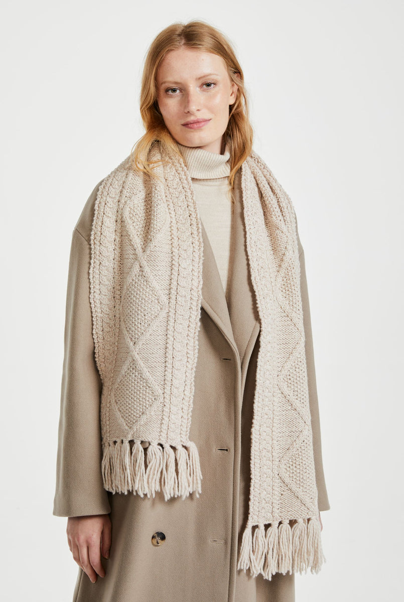 Kinard Aran Wool Scarf | Oat | Aran Woollen Mills