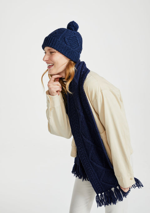 Aran, wool hats, navy, Knitwear, Ireland, Hat & Scarf, gift, Ireland, wool,unisex