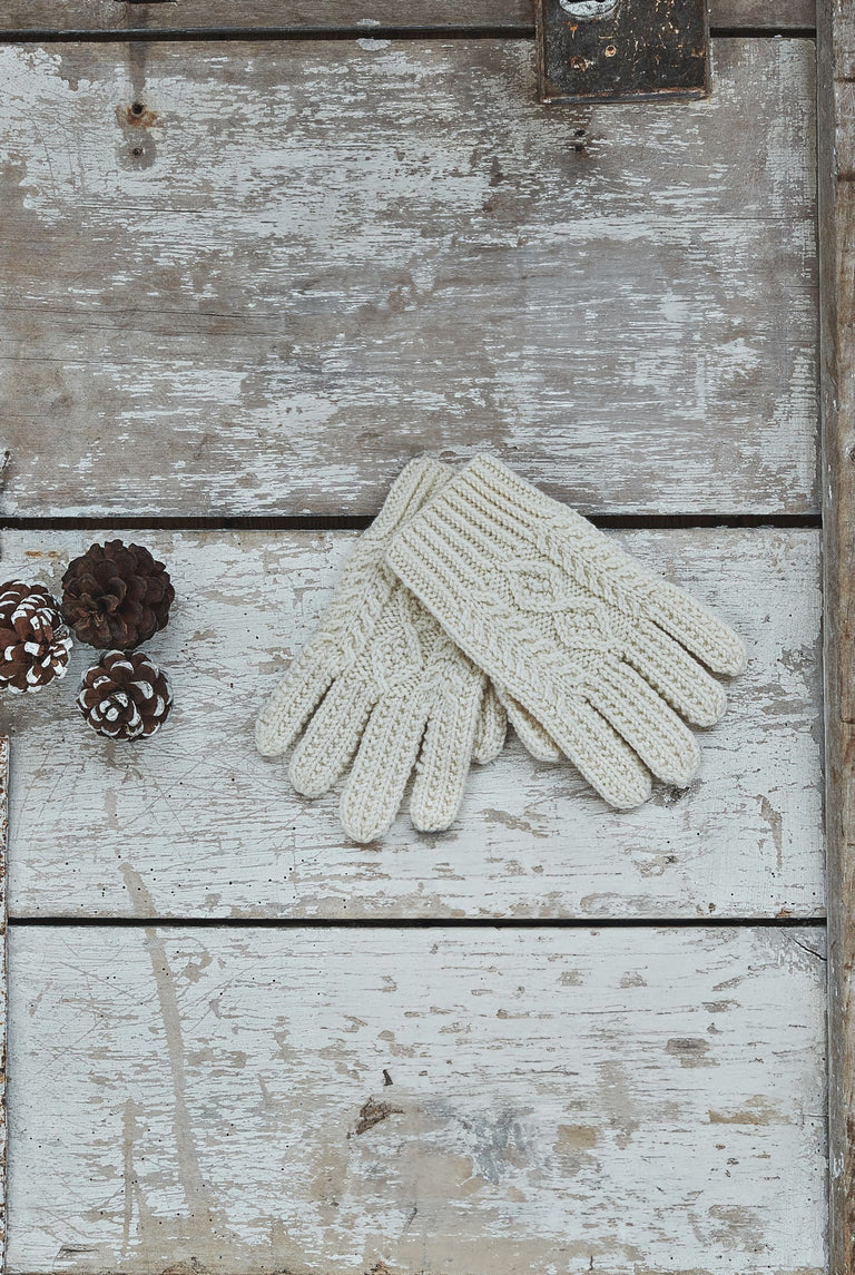 Killeany Aran Handknit Merino Gloves - Cream