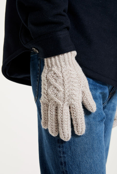 Killeany Aran Handgestrickte Merinohandschuhe - Hafer