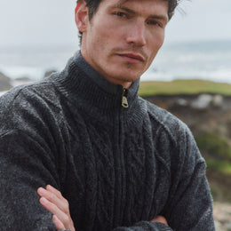 Cardigan en laine doublé Farmleigh pour homme - Gris
