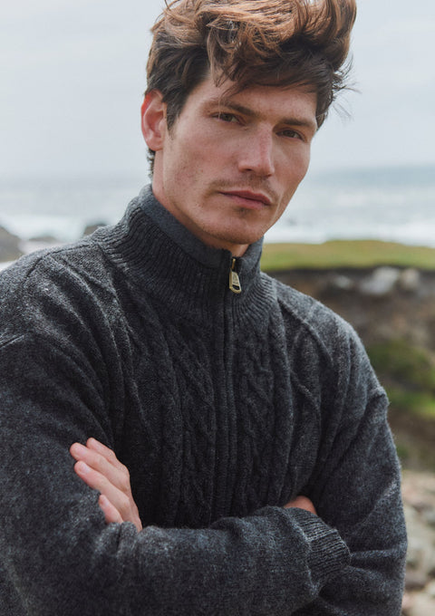Cardigan en laine doublé Farmleigh pour homme - Gris
