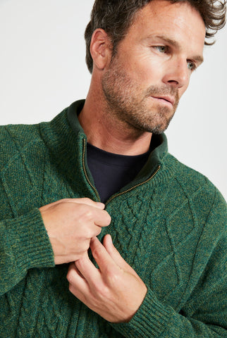 Farmleigh Lined Wool Mens Cardigan - Green