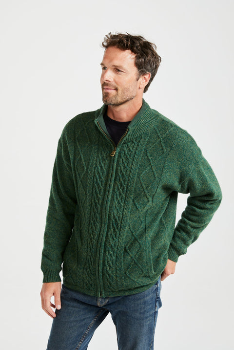 Farmleigh Lined Wool Mens Cardigan - Green