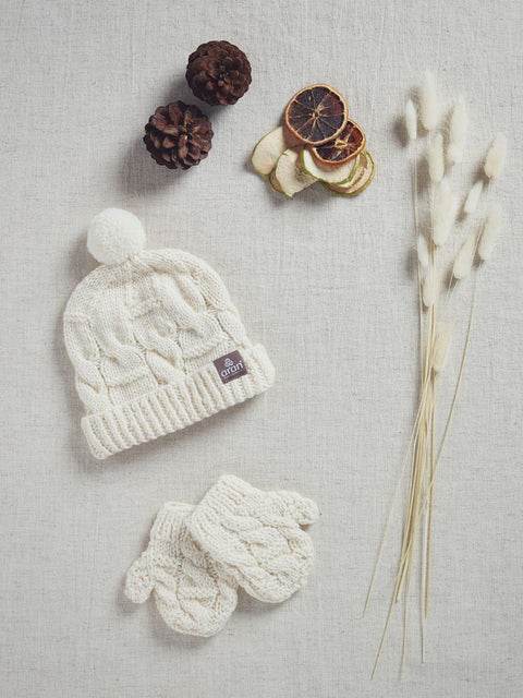 Coffret cadeau moufles et bonnet bébé Méaróg Aran