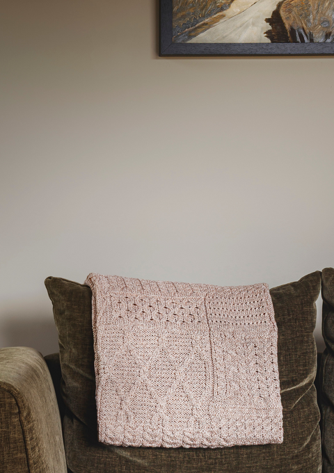 Keel Aran Patchwork Merino Blanket -  Oat