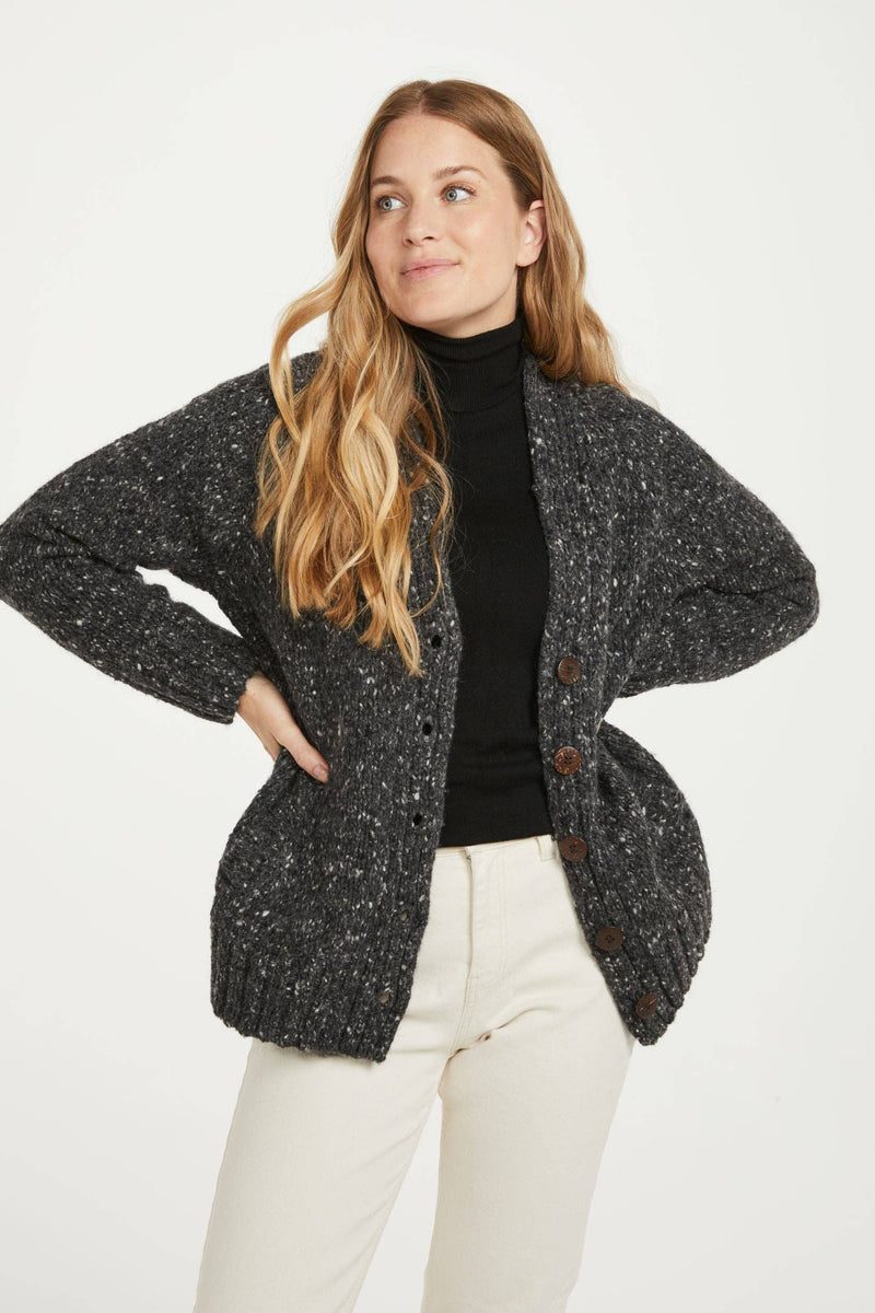 Bonny Glen Ladies Tweed Cardigan - Grey
