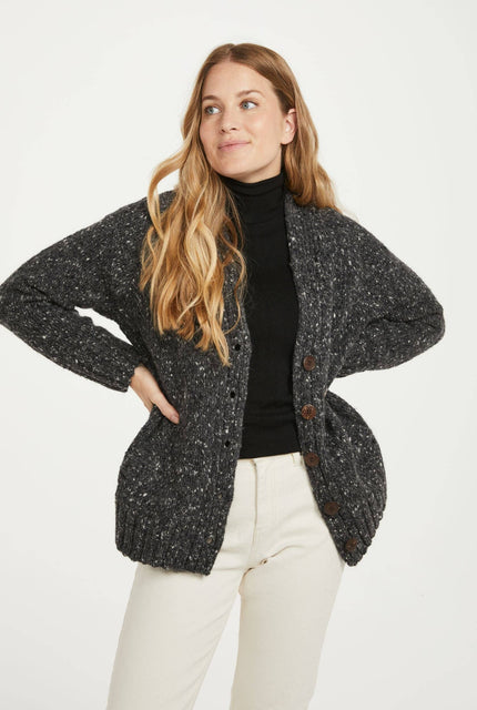 Bonny Glen Ladies Tweed Cardigan - Grey