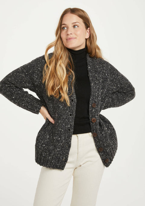 Cardigan en tweed pour femme Bonny Glen - Gris