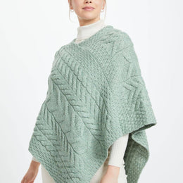 Poncho Aran pour femme Aasleagh Falls - Menthe
