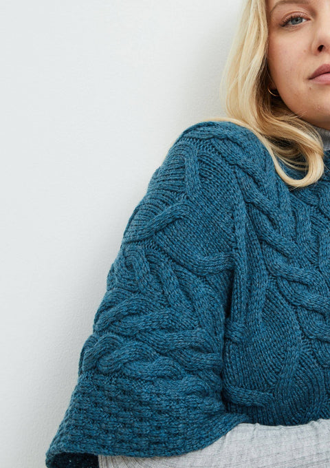 Made in Ireland, green poncho, knitwear, aran poncho, wool poncho, wrap, merino wool poncho,cab