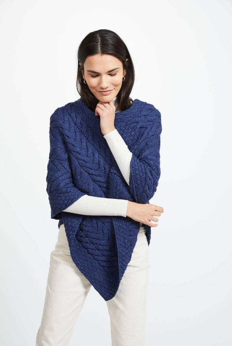 Poncho Aran pour Femme Aasleagh Falls - Marine