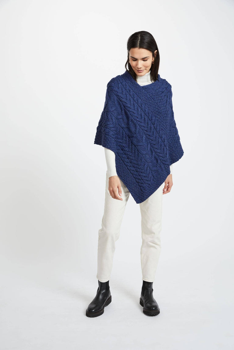 Poncho Aran pour Femme Aasleagh Falls - Marine
