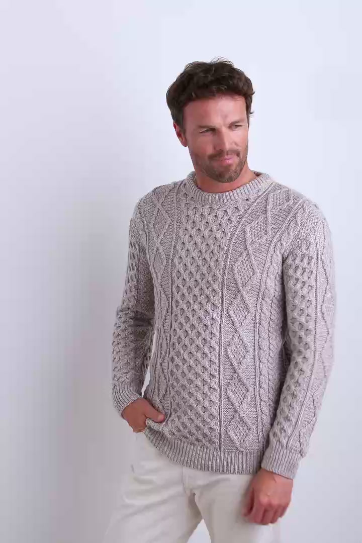 Éireann Mens Traditional Aran Supersoft Merino Sweater - Oat